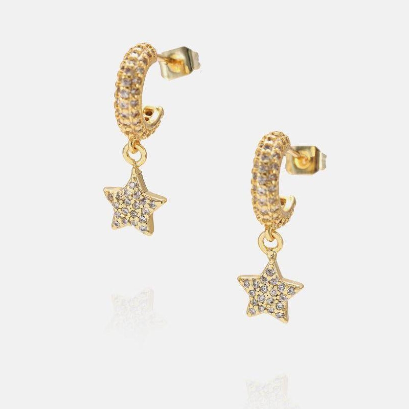 Meia argola com estrelinha cravejada pendurada