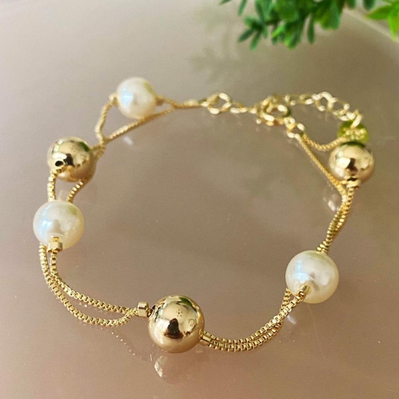 Pulseira Perola Dupla