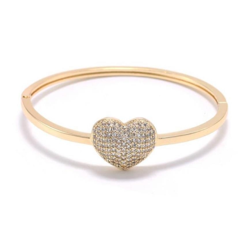 Bracelete Algema com coração cravejado