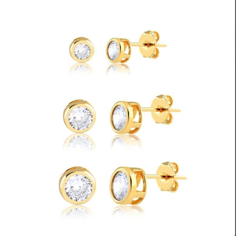 Brinco trio redondo zirconia