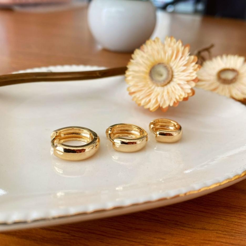 Trio de argolas metal liso