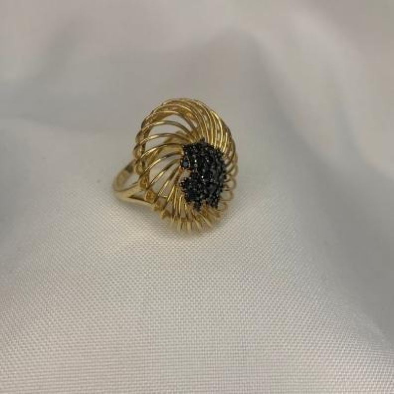 Anel Cravejado Cogumelo Preto