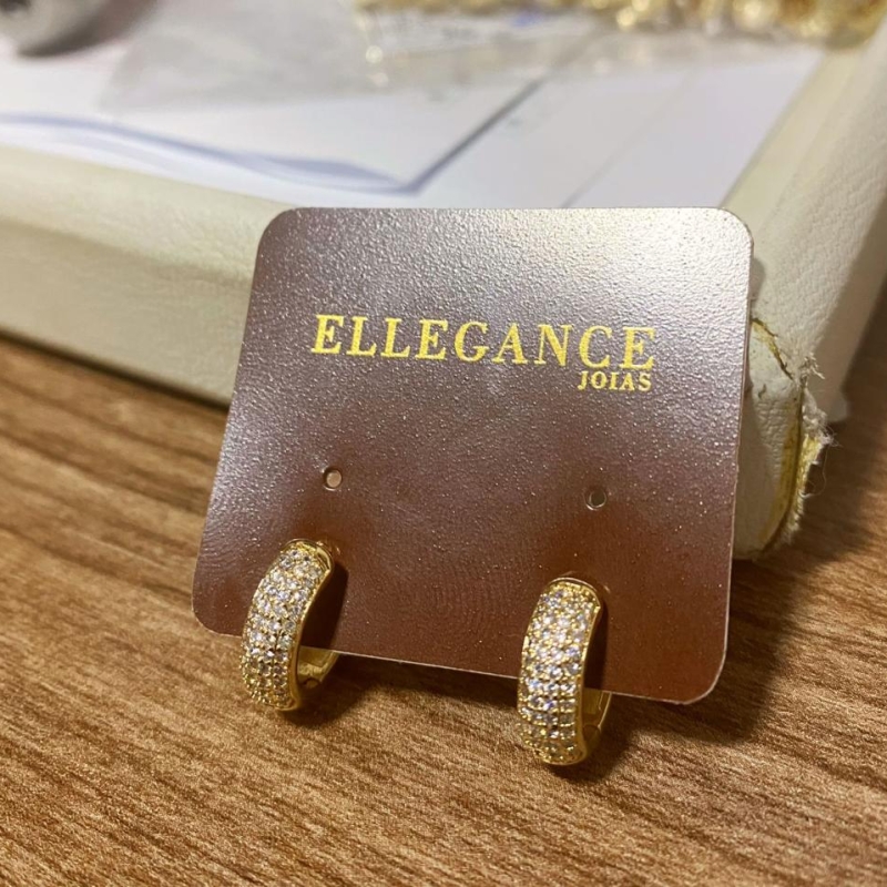 Argola pave 4 fileiras de zirconia media
