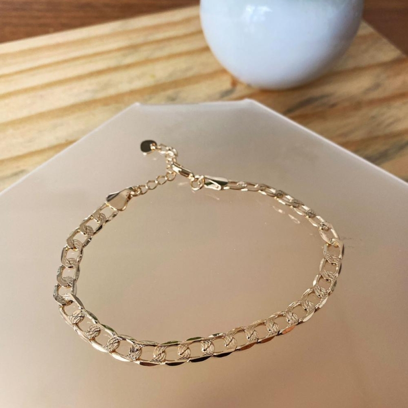 Pulseira elo grumet com friso