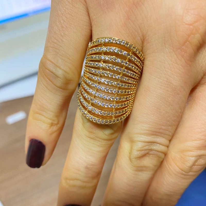 Anel 11 fileiras de zirconia