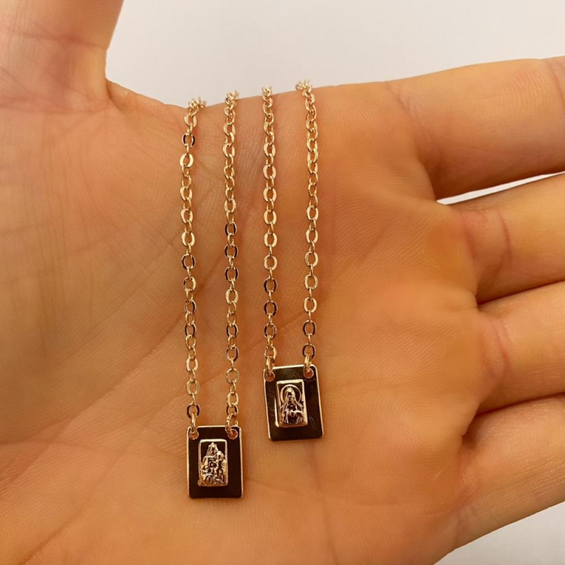 Escapulario chapa lisa com santo