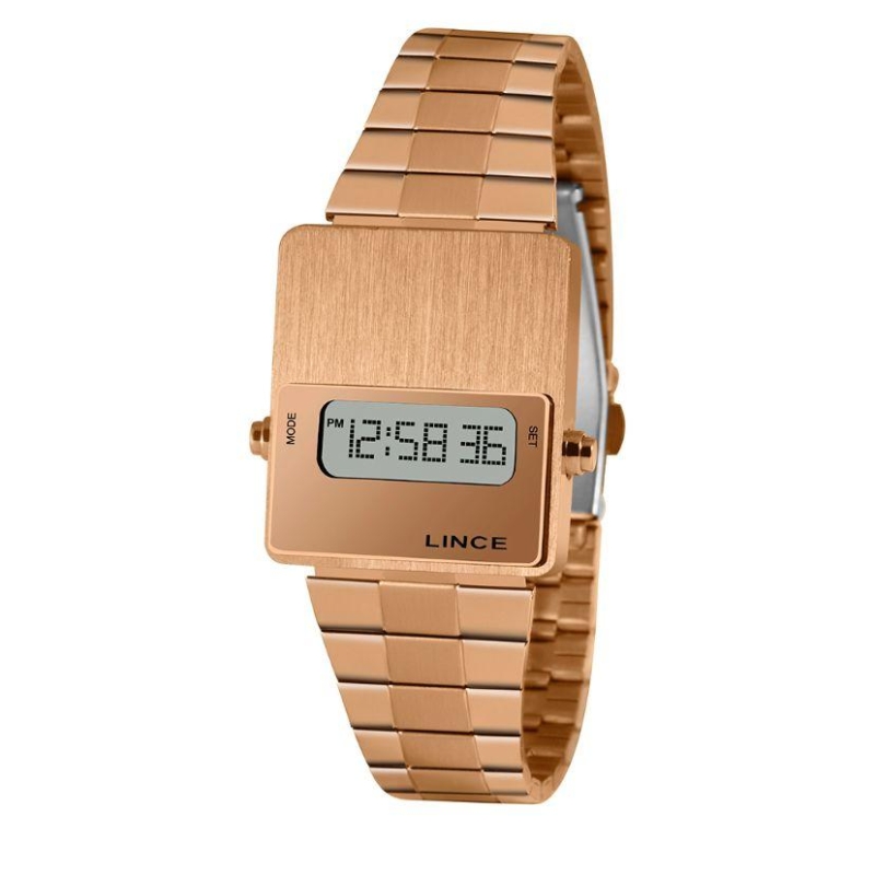 Relogio lince digital quadrado rosegold