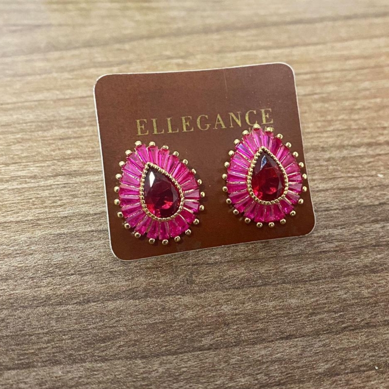 Brinco gota rosa