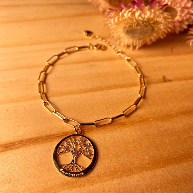 Pulseira arvore da fortuna com corrente cartier
