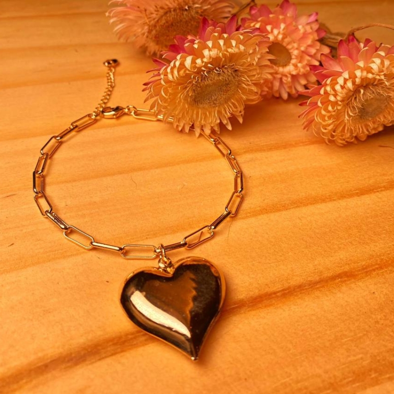Pulseira cartier coração grande chapa