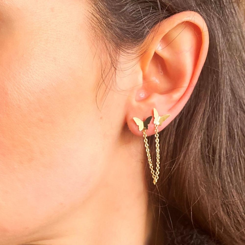 Brinco 2 furos borboleta