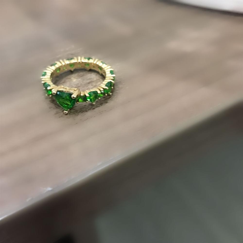 Aliança Cristal coraçao detalhes coraçao verde