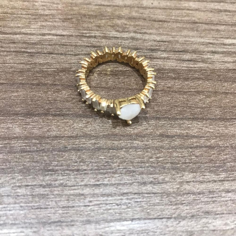 Aliança Cristal coraçao detalhes pedrinha branca