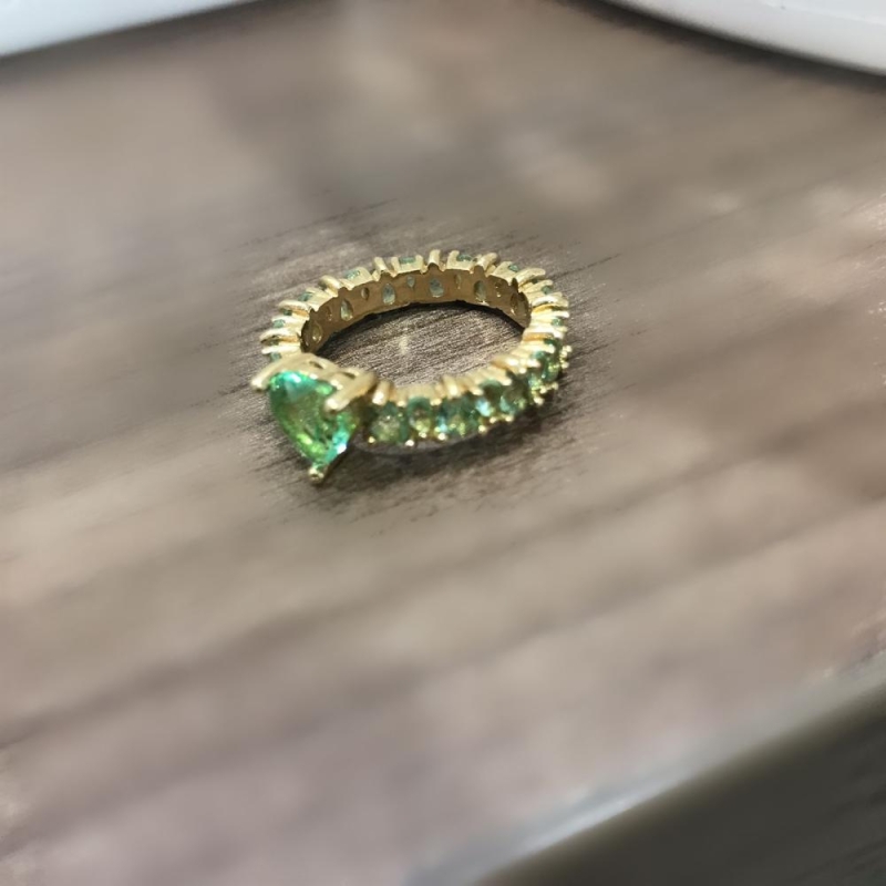 Aliança Cristal coraçao verde claro