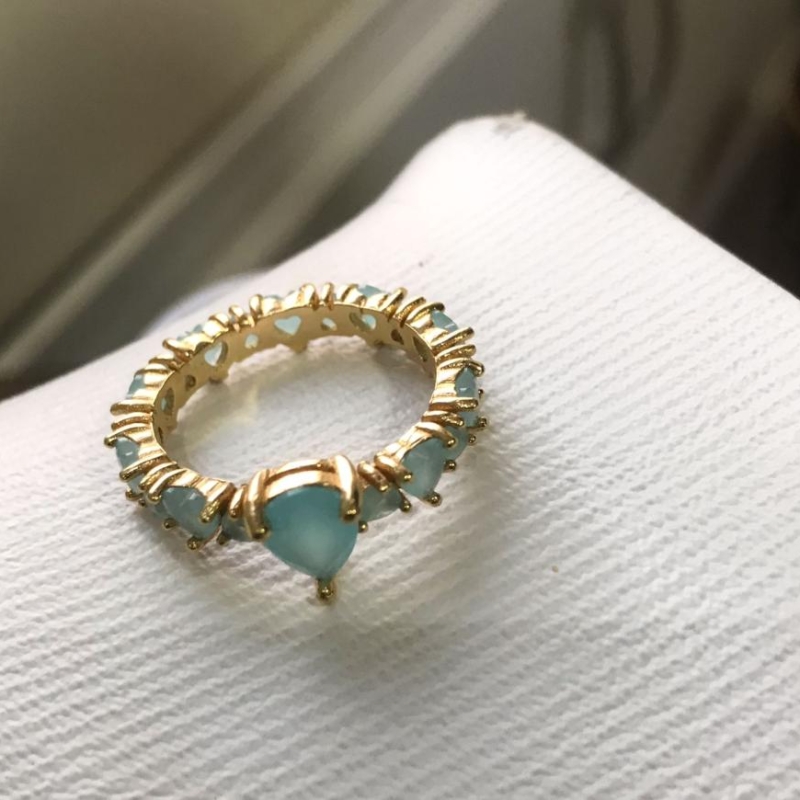 Aliança Cristal Detalhes coraçao azul fraco