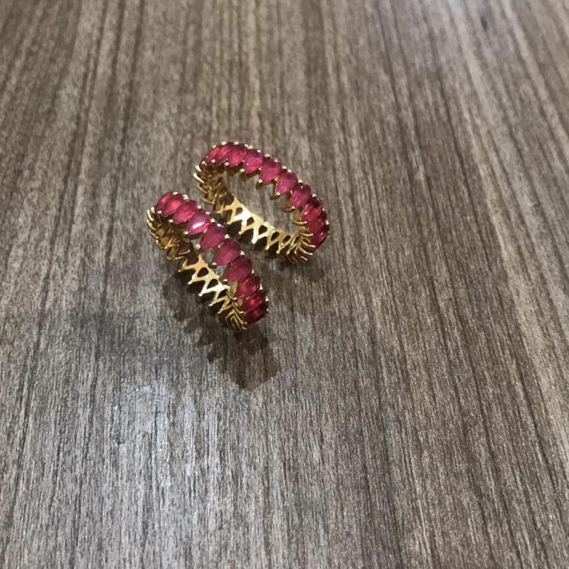 Aliança Cristal oval rosa