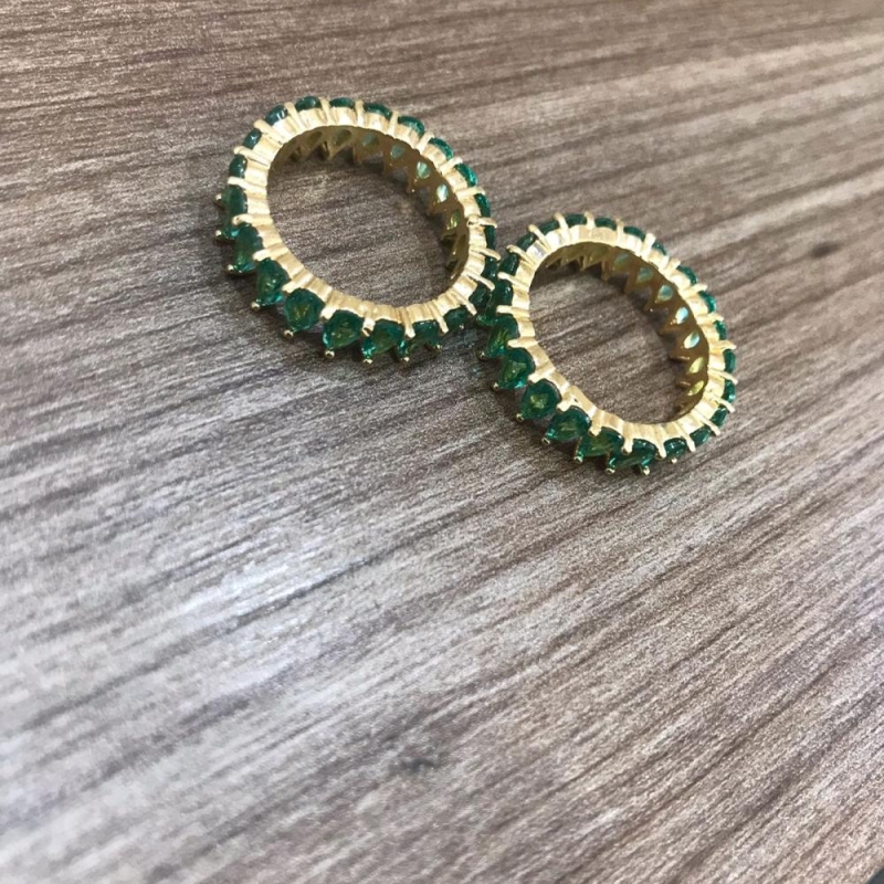 Aliança Cristal oval verde
