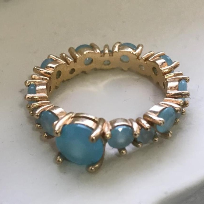 Aliança Cristal Redonda azul
