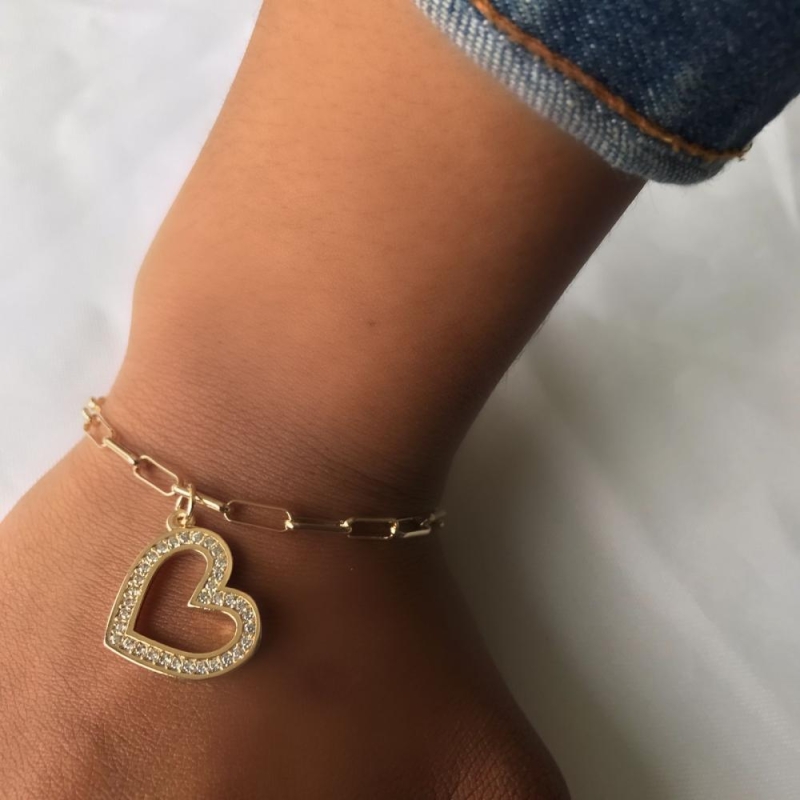 Pulseira pingente de coraçao