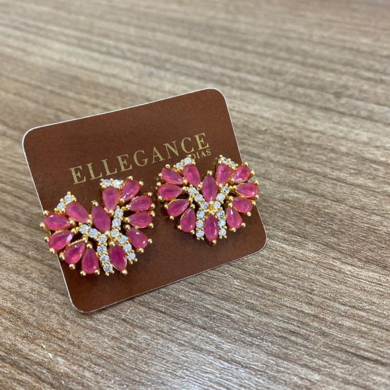Brinco Cristalino coraçao rosa
