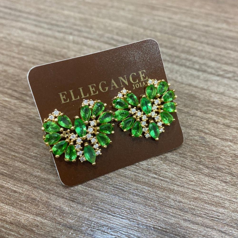 Brinco Cristalino coraçao verde claro