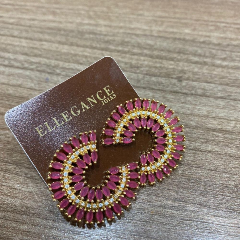 Brinco Cristalino rosa