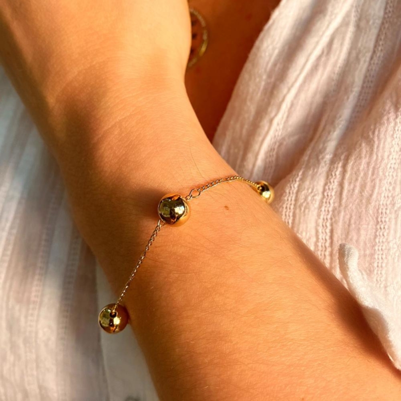 Pulseira corrente bolinhas