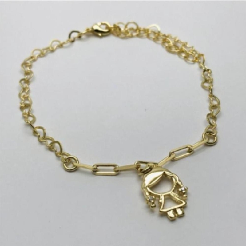 Pulseira corrente coraçao pingente uma menina