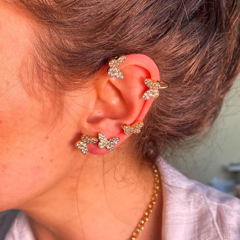 Brinco ear cuff borboleta cravejad