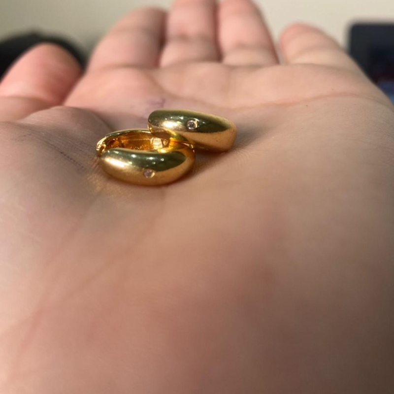 Argolinha click lisa ponto de luz