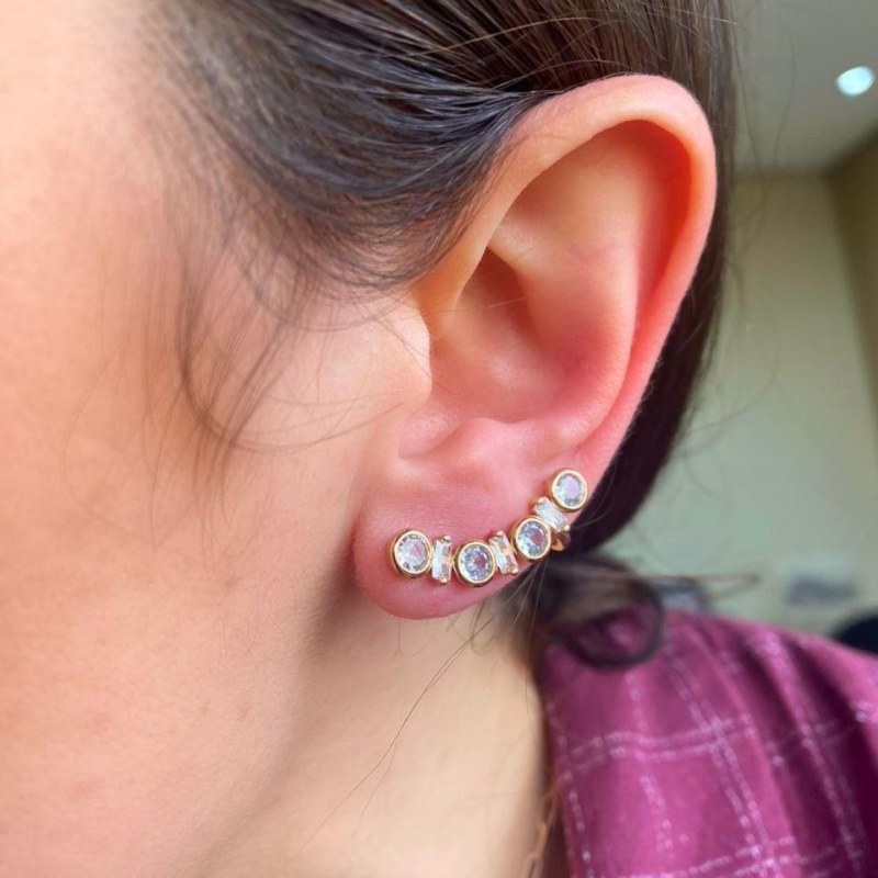 Brinco Ear cuff pedras cristais