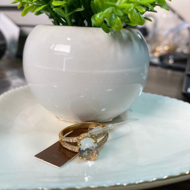 Anel pedra zirconia 4 garras