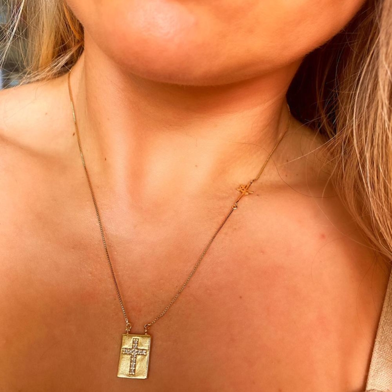 colar  chapinha cruz e fé