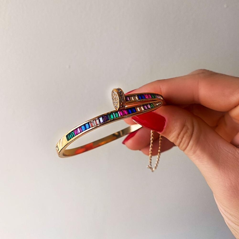Pulseira Bracelete cristais colorido bolinha cravejada