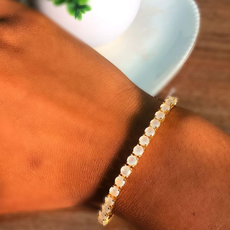 pulseira  cristal com detalhe redondo