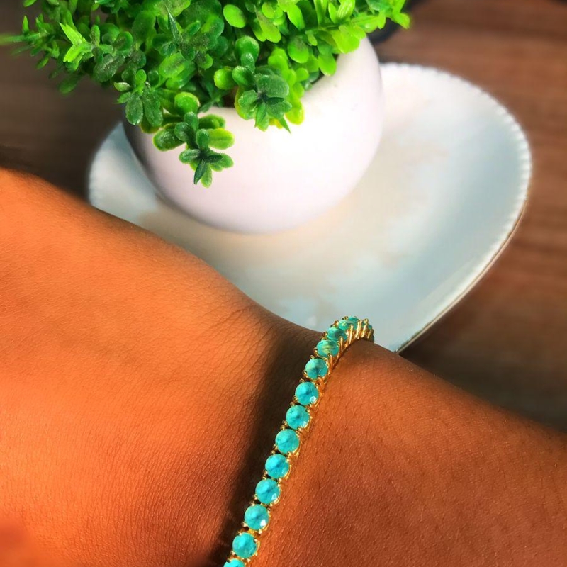 pulseira  cristal com detalhe redondo