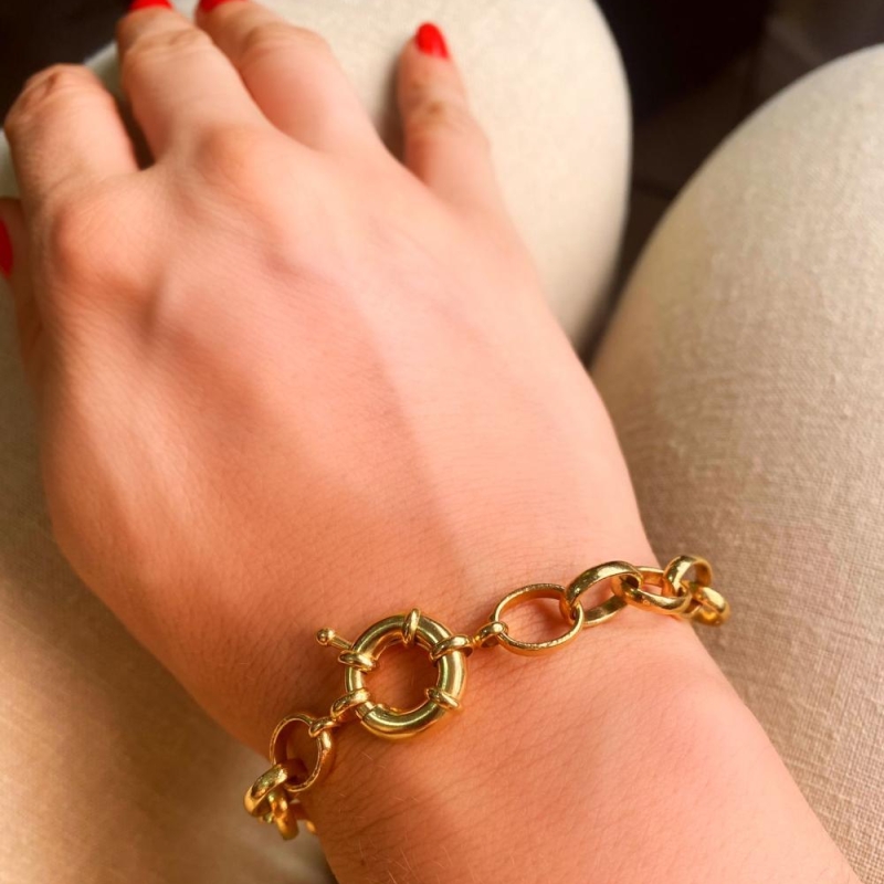 Pulseira elo português fecho boia