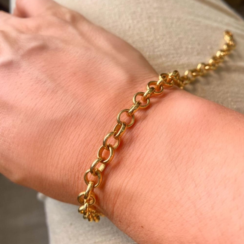 Pulseira elo portugues  fecho boia