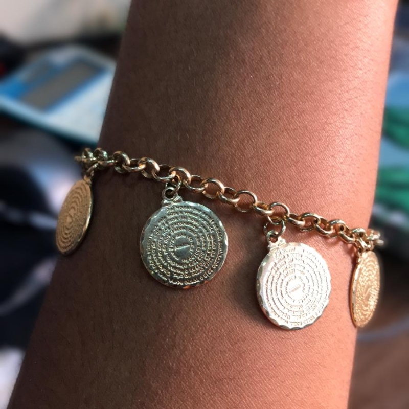 Pulseira elo português pingentes moedas