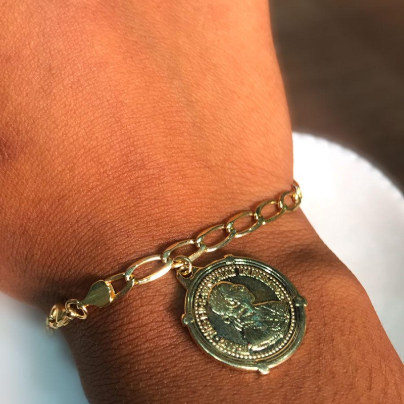 Pulseira pingente moeda