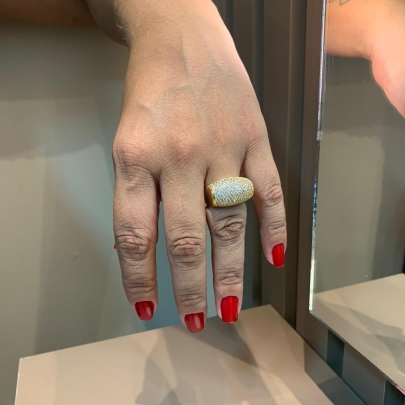 anel  pontinho de luz cravejado