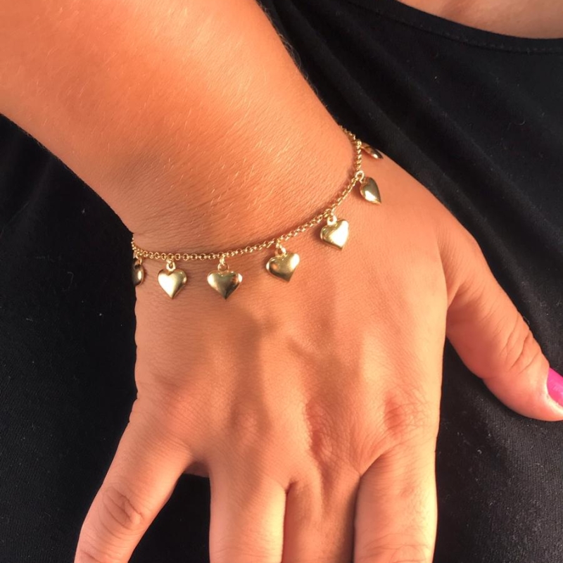 Pulseira chapinha corações sem zircônia
