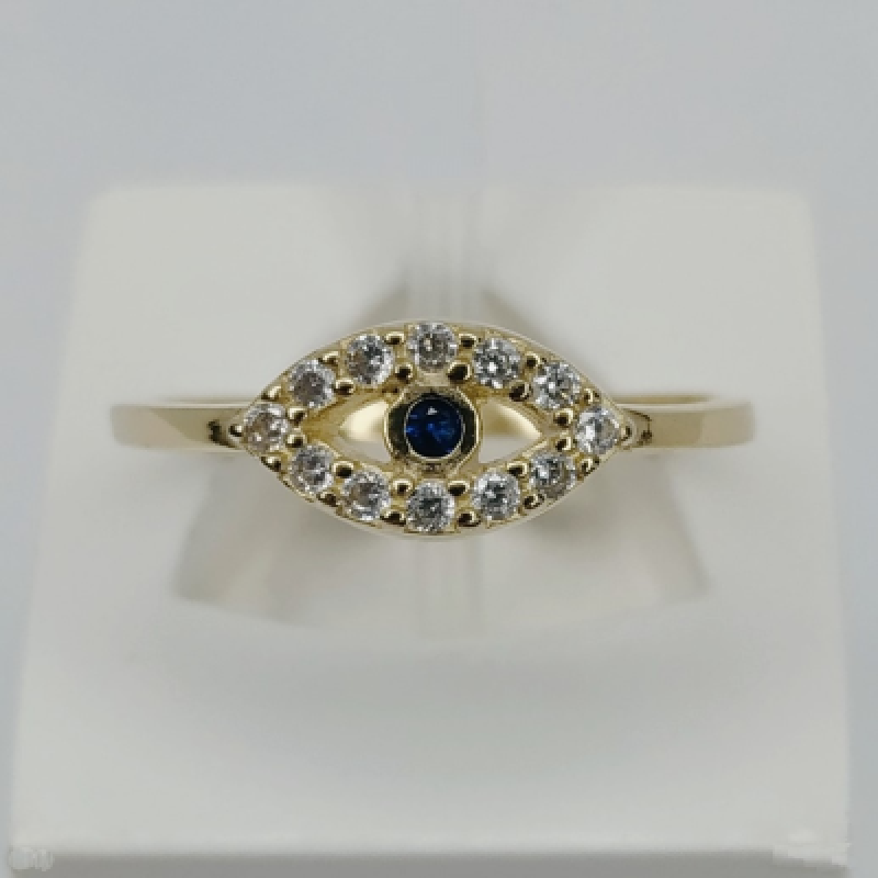 anel olho grego cravejado azul