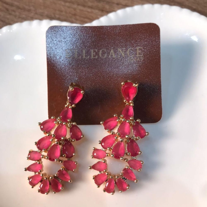 brinco gotas rosa