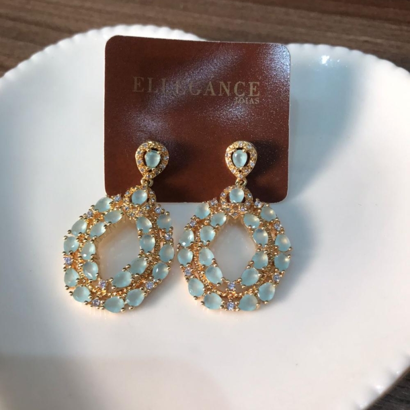 Brinco longo cravejadazul