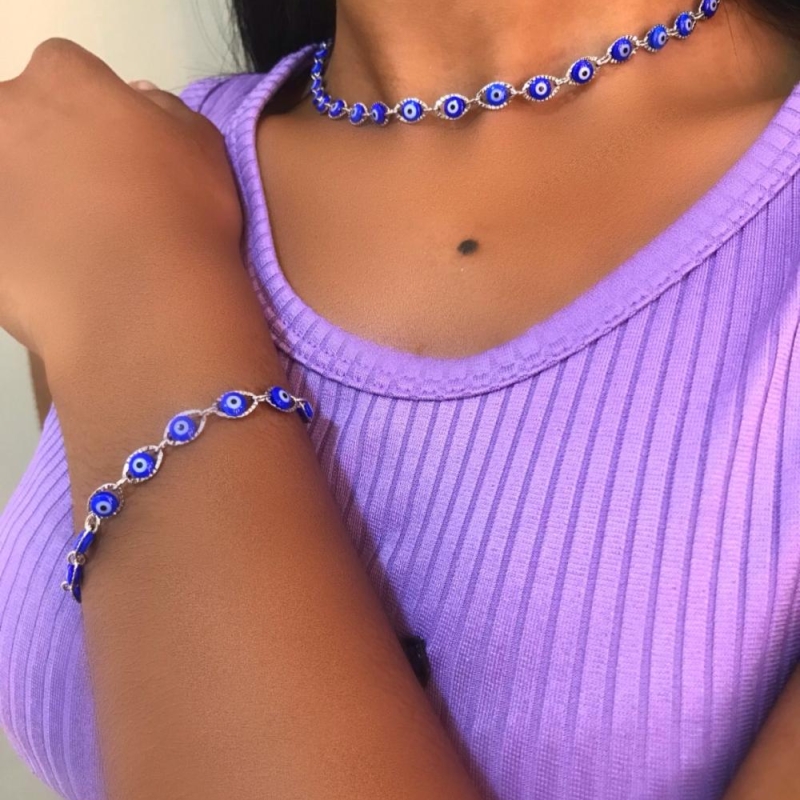 colar Choker olhos gregos
