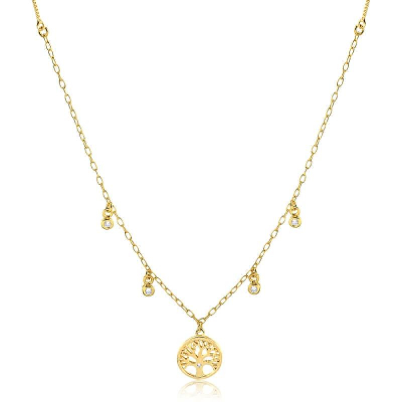 colar arvore da vida com cristal