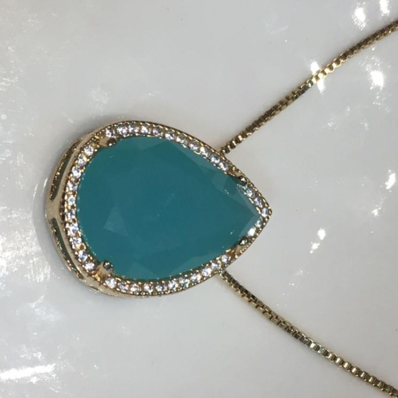 colar cristal turquesa
