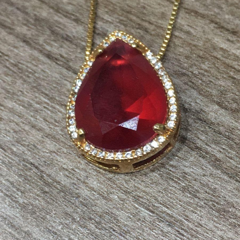 colar cristal vermelho