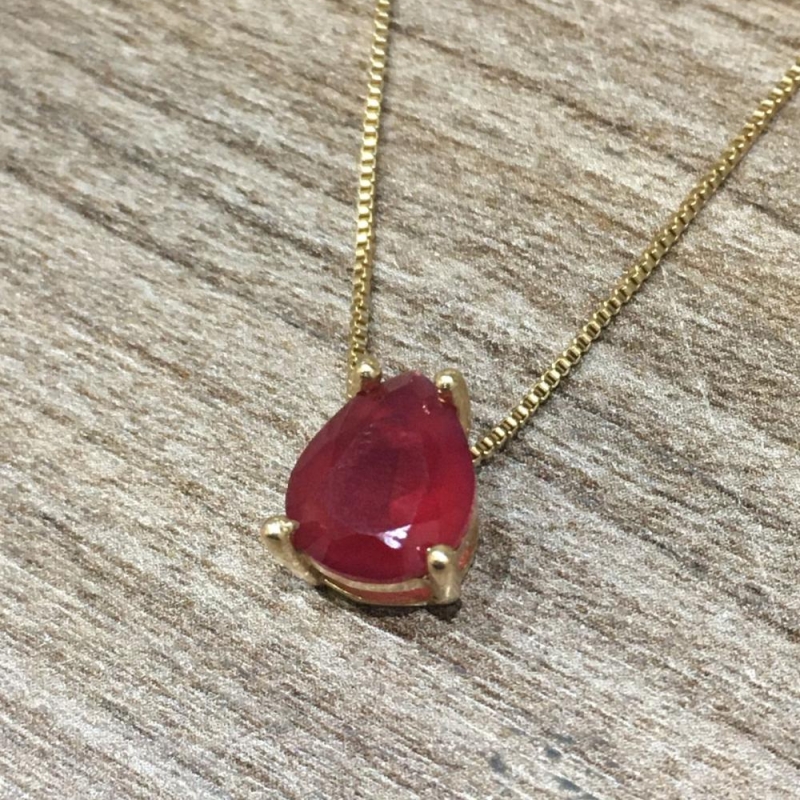 colar cristal vermelho pequeno